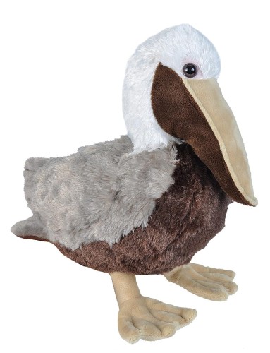 Pluszowa maskotka szaro-brązowego pelikana brunatnego marki Wild Republic o wysokości 30 cm z długim dziobem