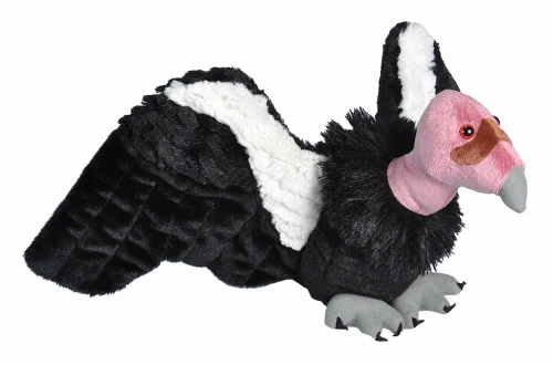 Czarny pluszowy ptak kondor kalifornijski z różową głową maskotka Eco Wild Republic 30 cm