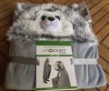Husky kocyk z kapturkiem dla dzieci polarowy Noxxiez zapakowany