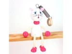 White kitty - Krokido - drewniany biały kot na sprężynie