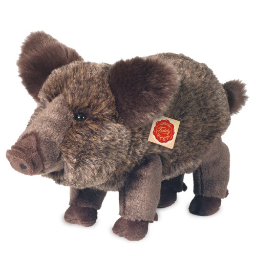 Ciemnobrązowy pluszowy dzik 27cm o gęstym futerku maskotka premium Hermann Teddy Collection