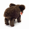 Ciemnobrązowy pluszowy dzik 27cm o gęstym futerku maskotka premium Hermann Teddy Collection od tyłu
