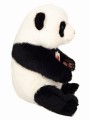 Biało-czarna pluszowa panda w pozycji siedzącej maskotka premium Hermann Teddy Collection bokiem