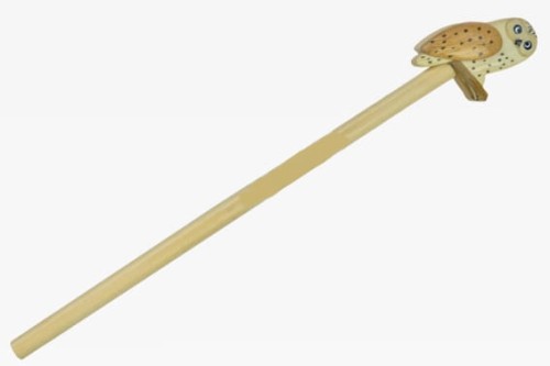 Drewniany ołówek Cornelissen o długości 17 cm ze zdejmowaną kolorową rzeźbioną figurką sowy śnieżnej