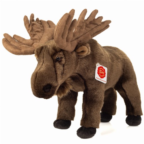 Ciemnobrązowy pluszowy łoś 30cm z beżowym porożem maskotka premium Hermann Teddy Collection
