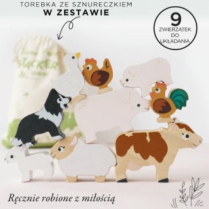 Drewniane figurki zwierząt wiejskich – układanka dla dzieci 18m+ – Le Toy Van