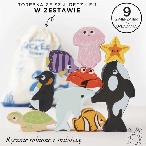 Drewniane figurki zwierząt morskich Le Toy Van – zestaw 9 sztuk
