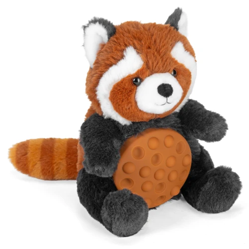 Rudo-czarna z pasiastym ogonem panda mała 19 cm Wild Republic Poppykins miękka maskotka z silikonowym brzuszkiem z klikającymi bąbelkami